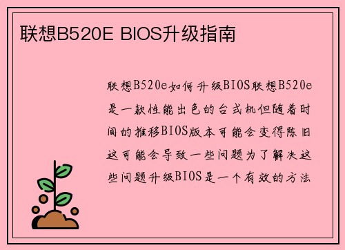 联想B520E BIOS升级指南